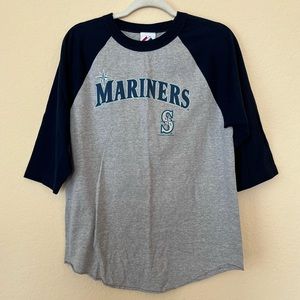Majestic Mariners 2008 Gray Dark Blue Baseball Tee Shirt